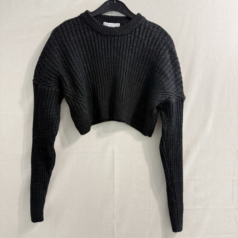 Urban Outfitters Sweater Womens XSmall Black Ribbed Cropped Long Sleeve Pullover
